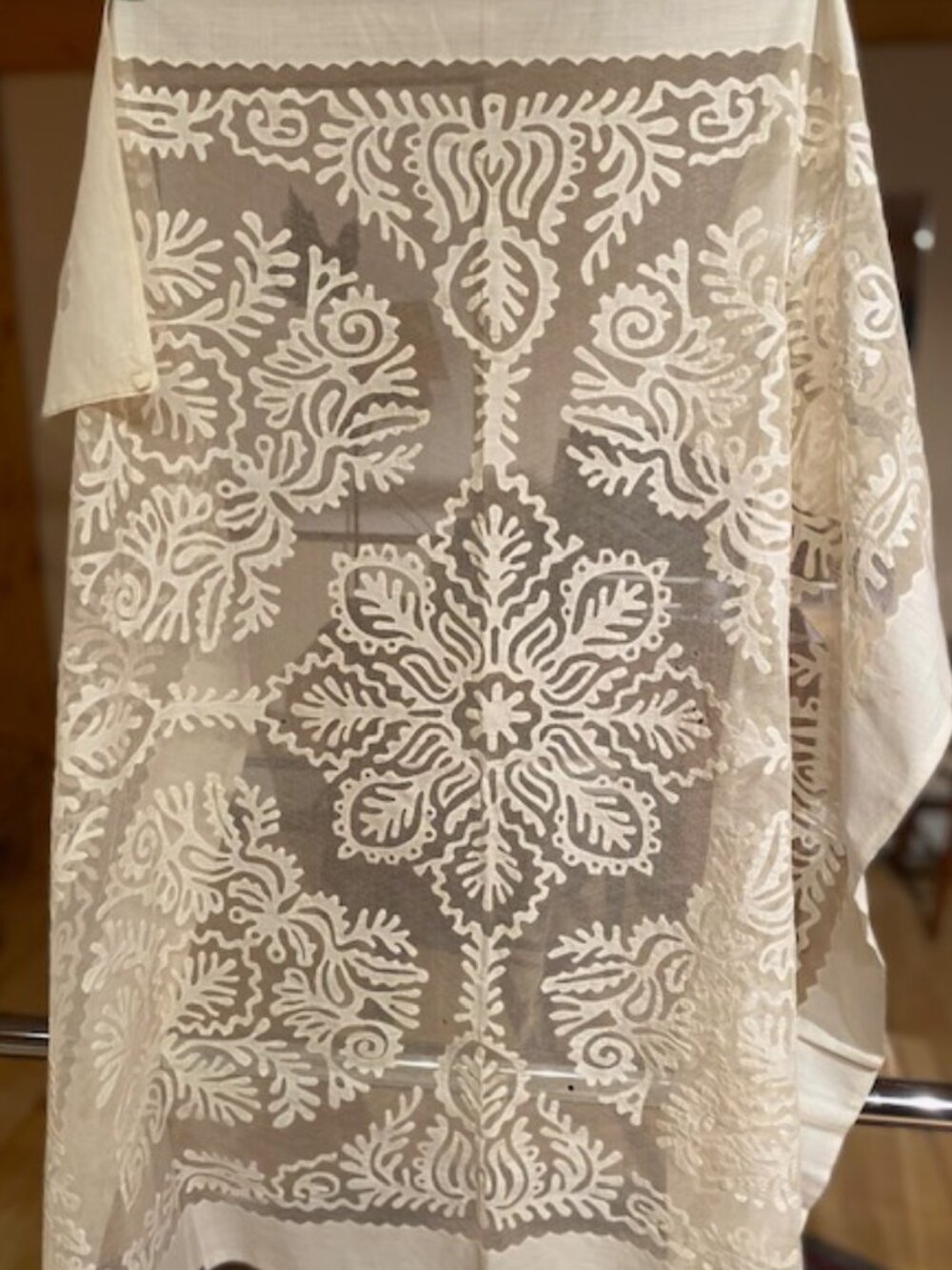 Antique William Morris 35" sq. lace hand made intricate veil -wedding maybe